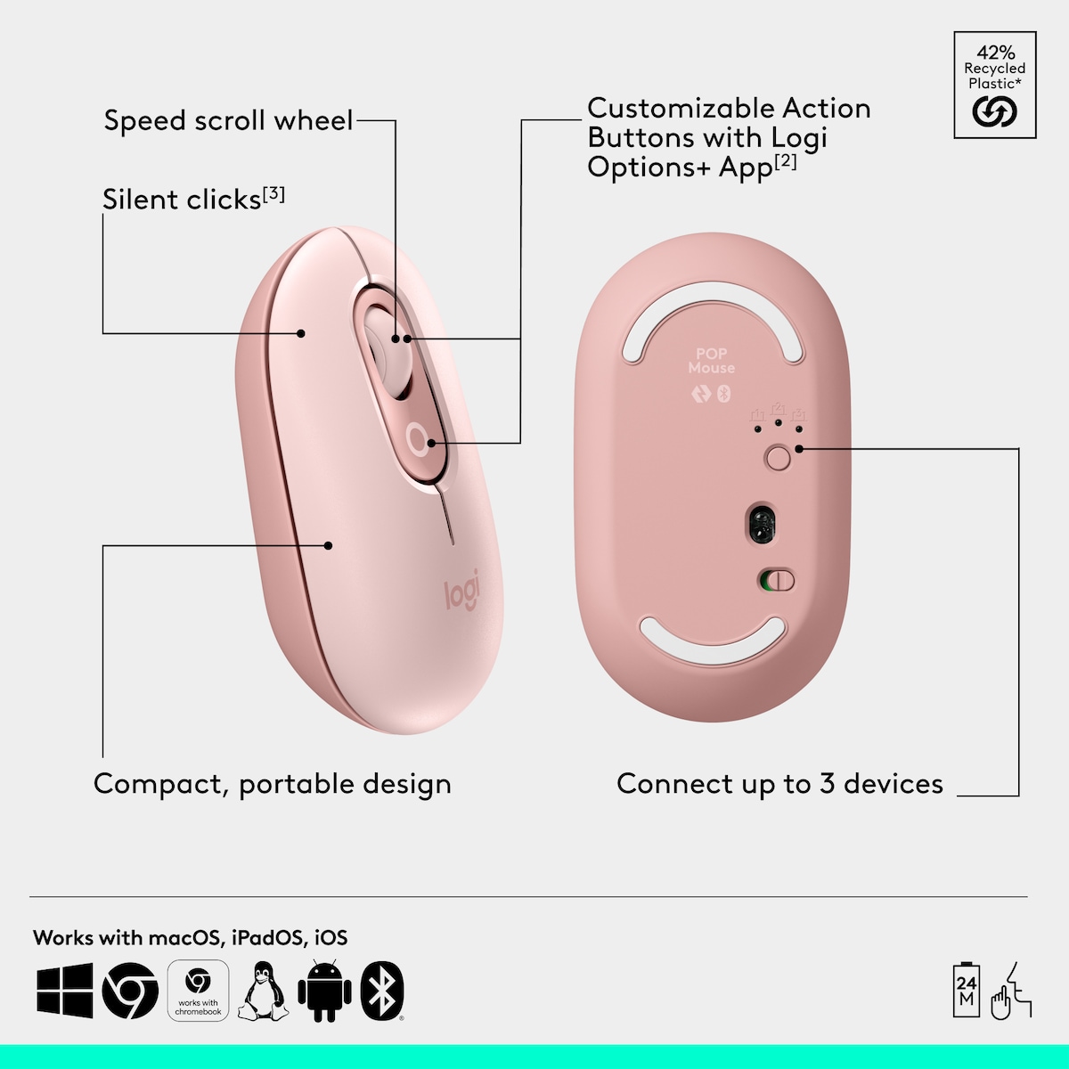 Logitech POP datamus (rose)