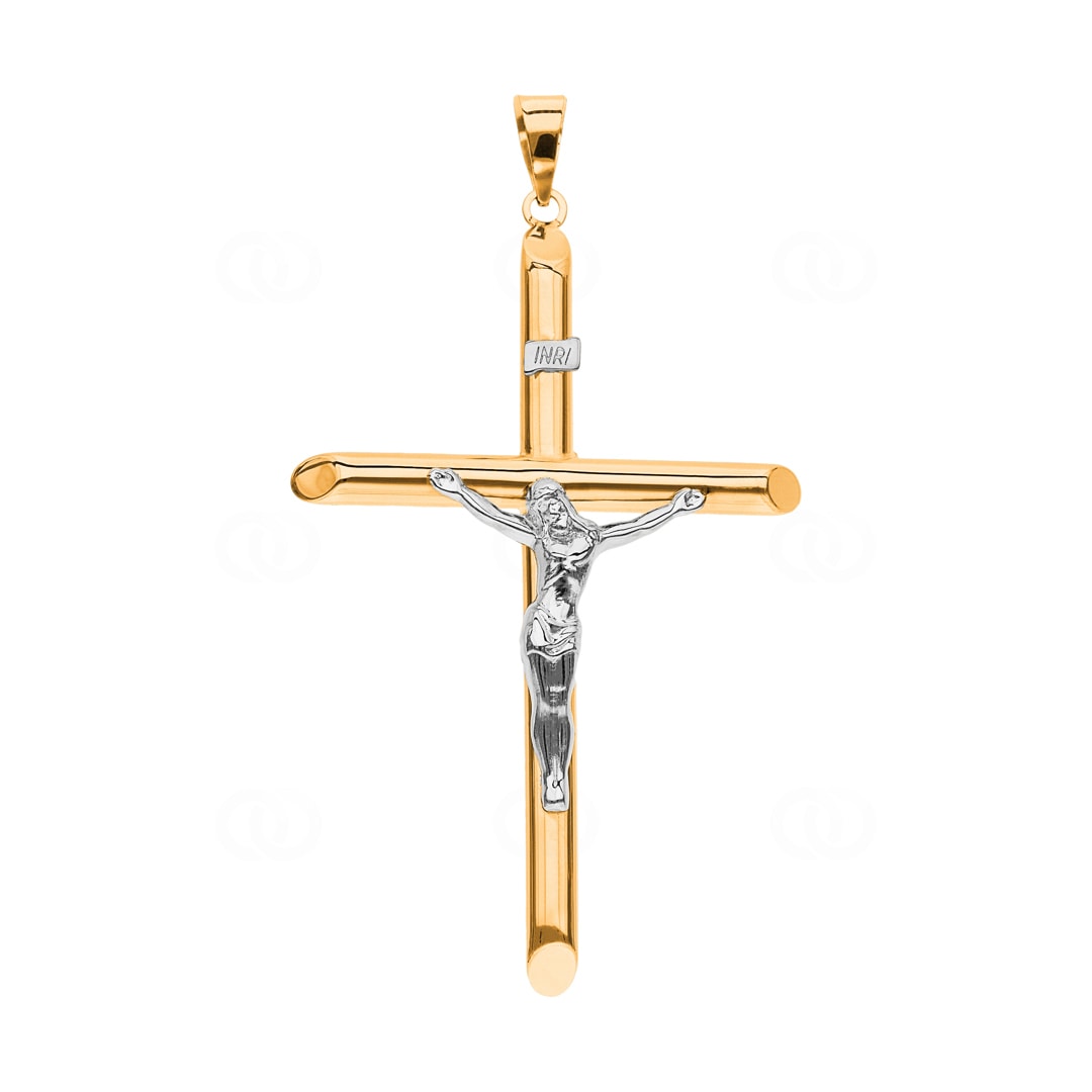 Anhänger 750/18 K Gelbgold Kreuz mit Jesus 61 x 39mm