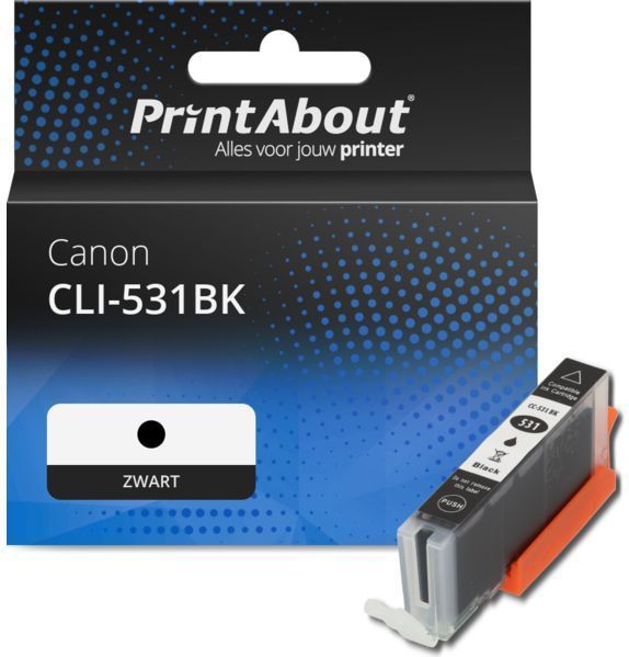 PrintAbout huismerk Inktcartridge CLI-531BK Zwart Geschikt voor Canon