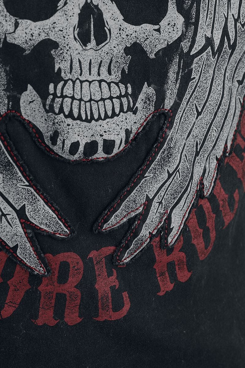 Haut Noir Avec Découpes & Imprimé | Rock Rebel by EMP Top