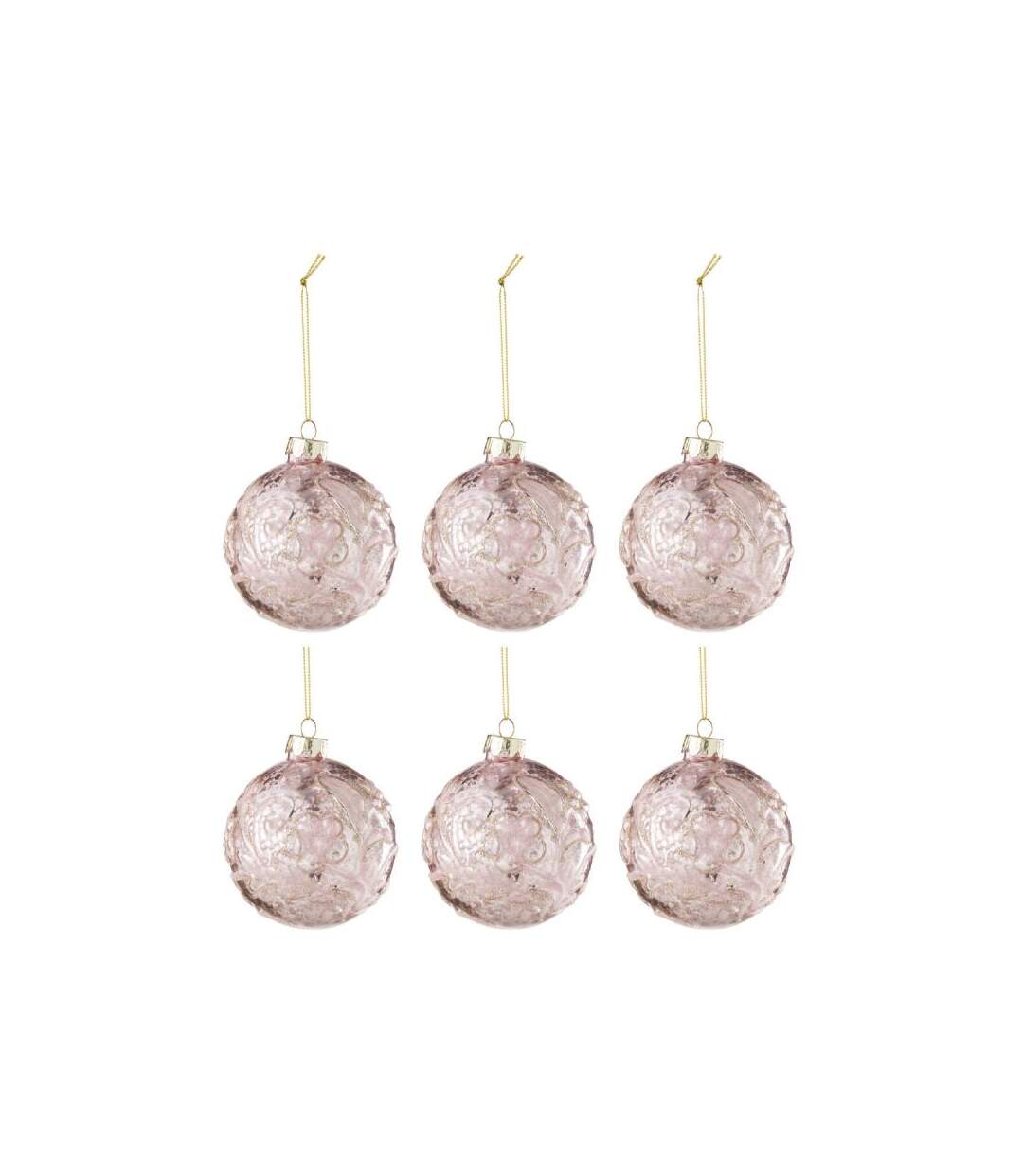Paris Prix - Lot De 6 Boules De Noël rosie 8cm Rose