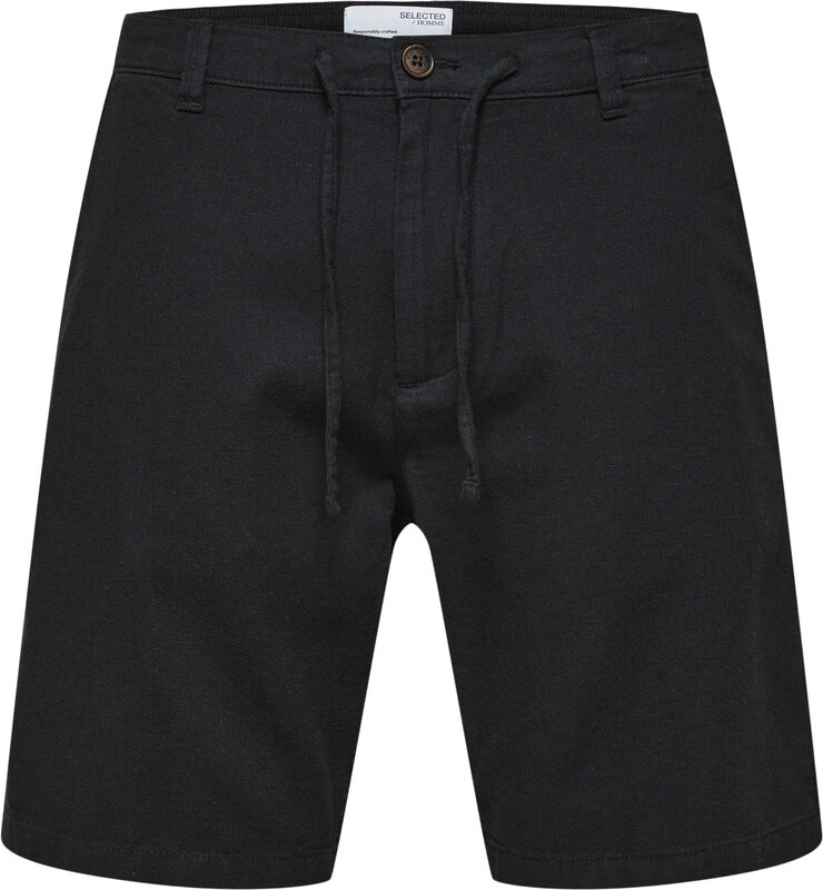 Selected Homme SLHCOMFORT-BRODY LINEN SHORTS W NOO Sort