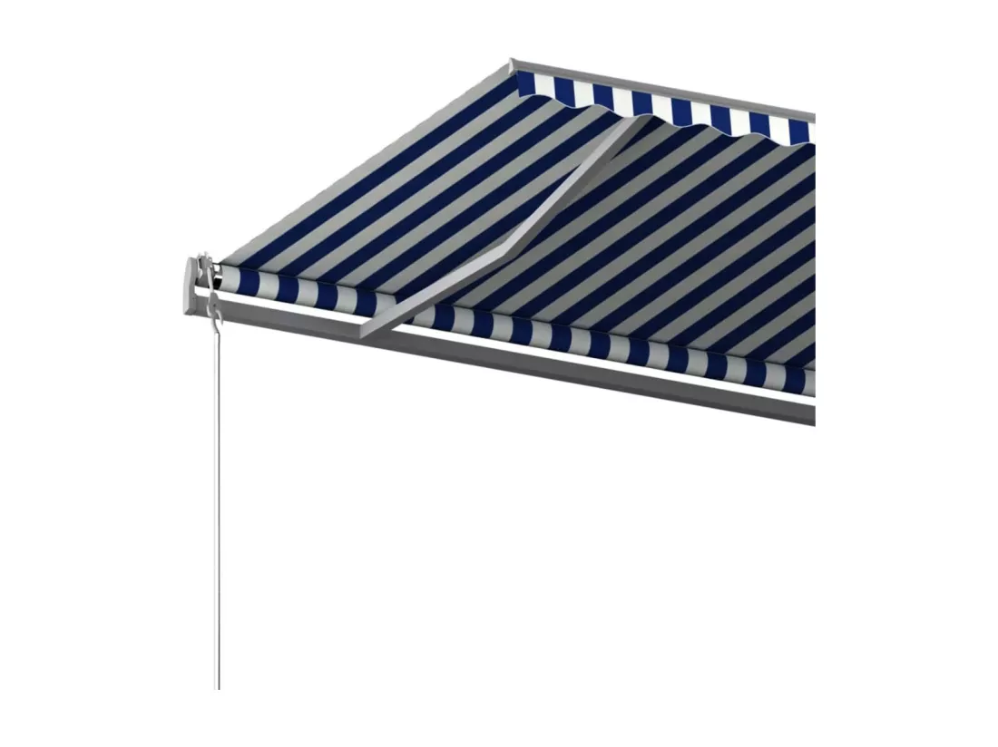 Auvent manuel rétractable sur pied 500x350 cm Bleu/Blanc