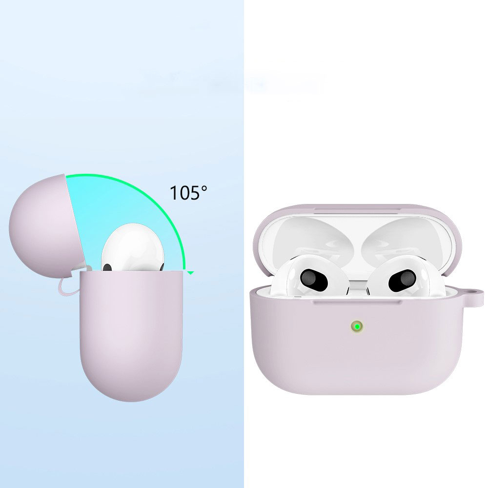 AirPods (3. Generation) Silikon Schutzhülle Abdeckung mit Karabinerhaken - Lila