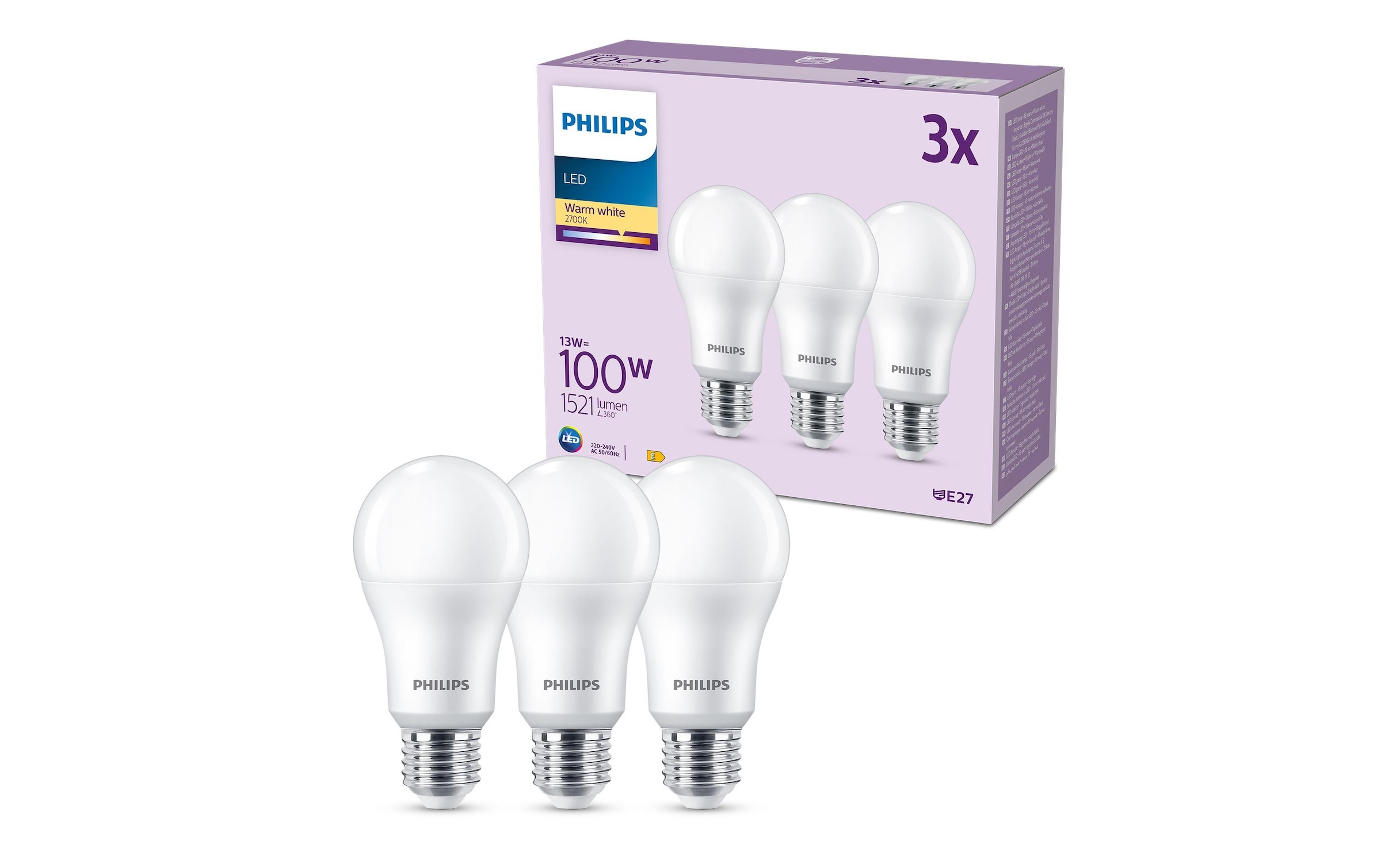 Philips LED-Leuchtmittel »(100W), 13W, E27, War« E27 Warmweiss