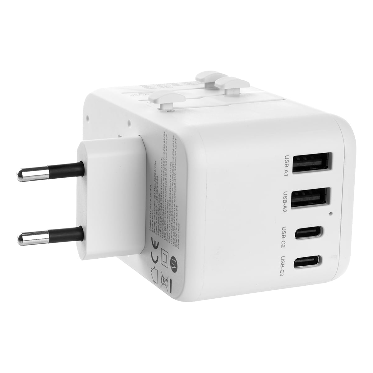 Fixed World 65W reiseadapter (hvit)