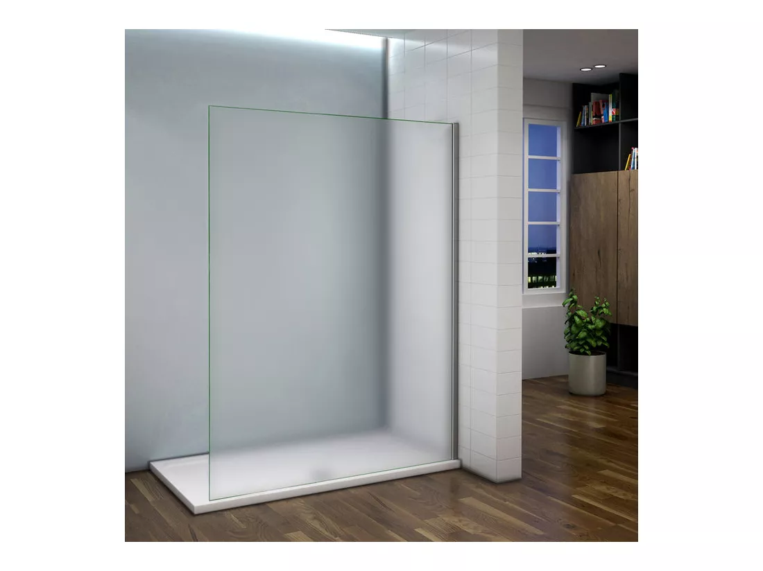 Paroi de douche à l'italienne 100x200cm en verre 8mm dépoli et anticalcaire, sans barre de fixation