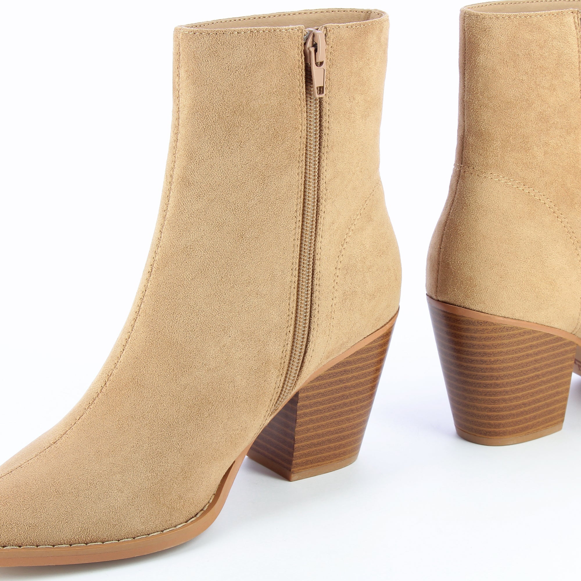 Bottines-Bottines à talon Julia en suédine beige