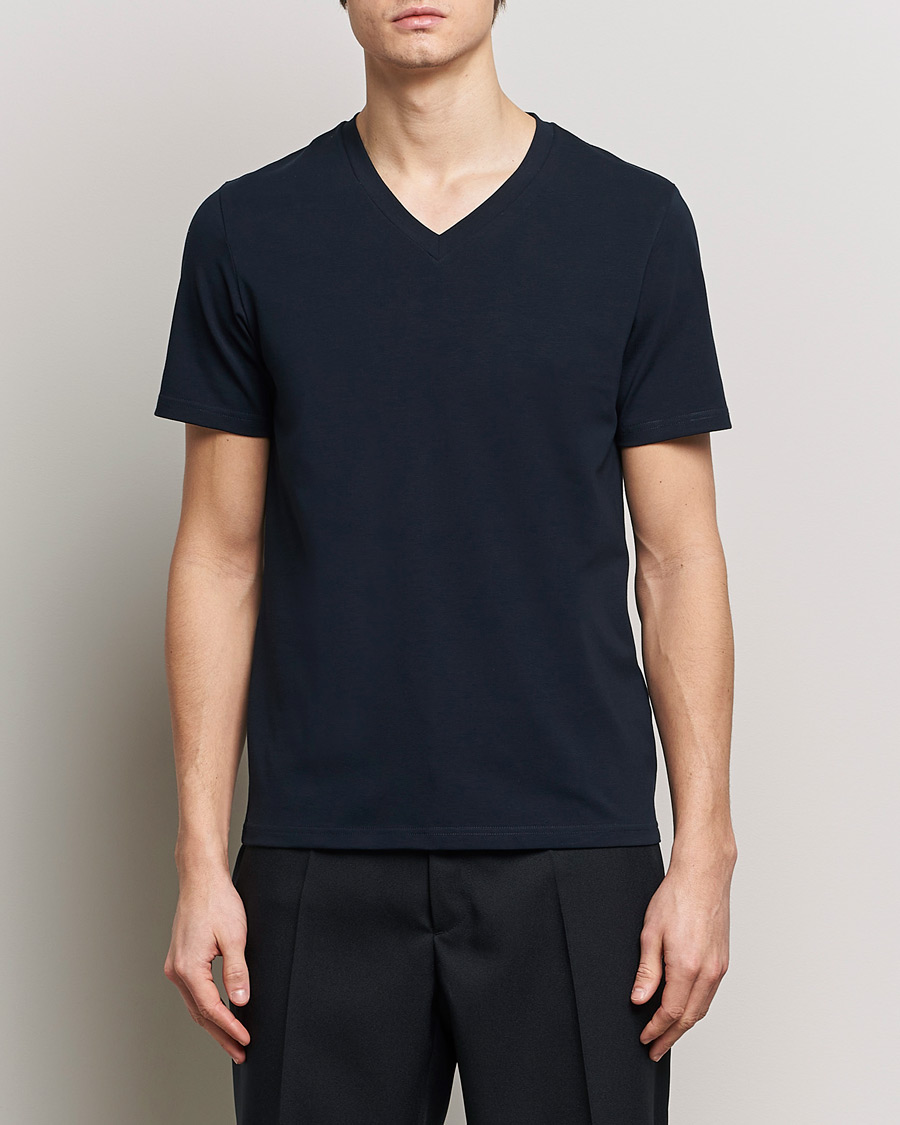 Filippa K Organic Cotton V-Neck T-Shirt Navy