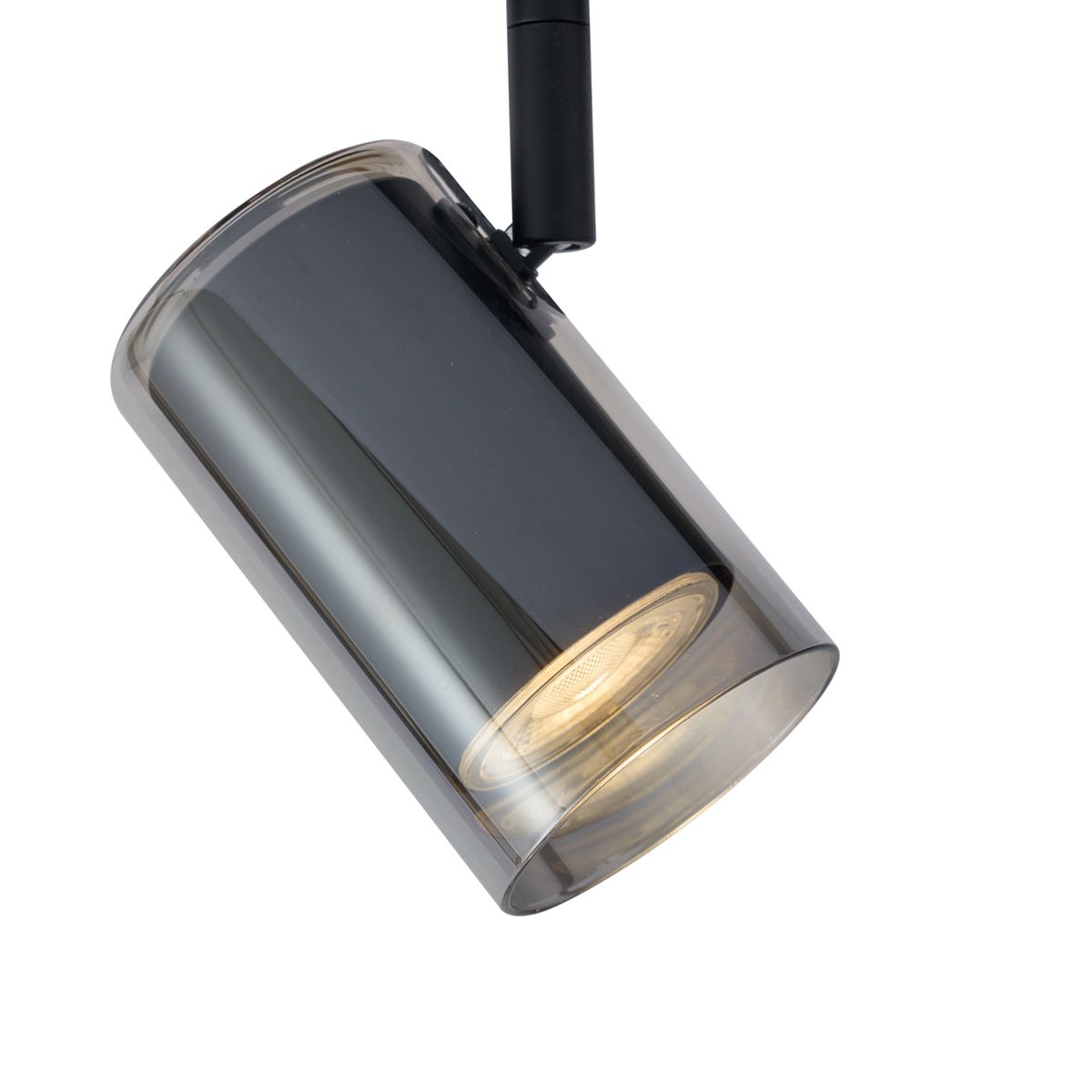 Moderne spot zwart met smoke glas voor railsysteem 1-fase - Iconic Lloyd
