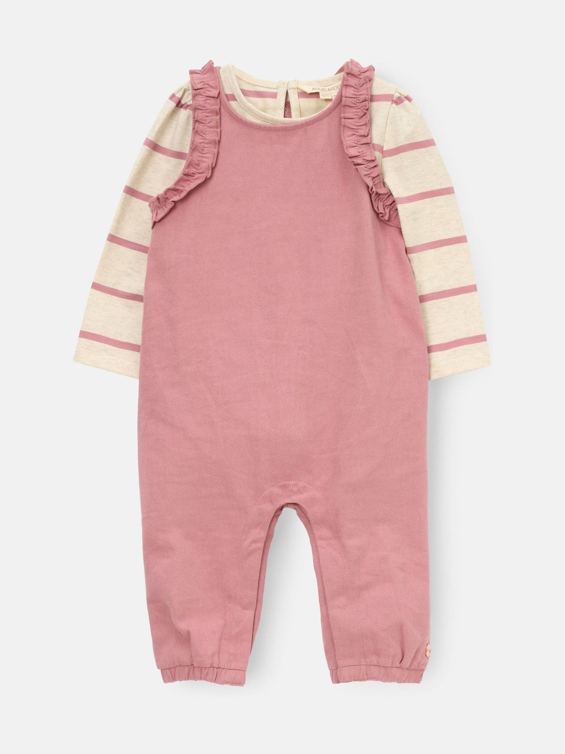 Angel & Rocket Mila Frill Shoulder Dungaree And Print Bodysuit