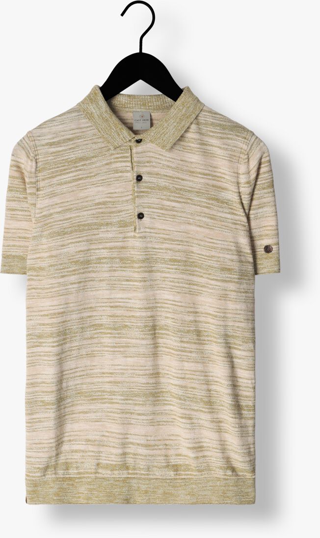CAST IRON groene cast iron polo short sleeve polo cotton slub stripe knitted polo