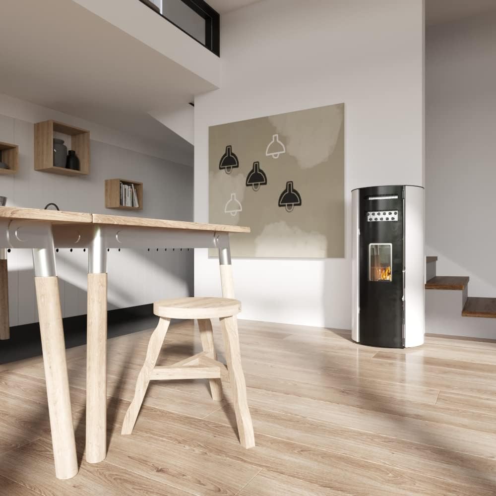 STUFE A PELLET ITALIA Boston 14 KW | Pelletöfen Effizienz 89% Heizt 130m² Autonomie 15 Std. Programmierbar 5 Geschwindigkeiten und Leistungsstufen 24 M Garantie Weiß