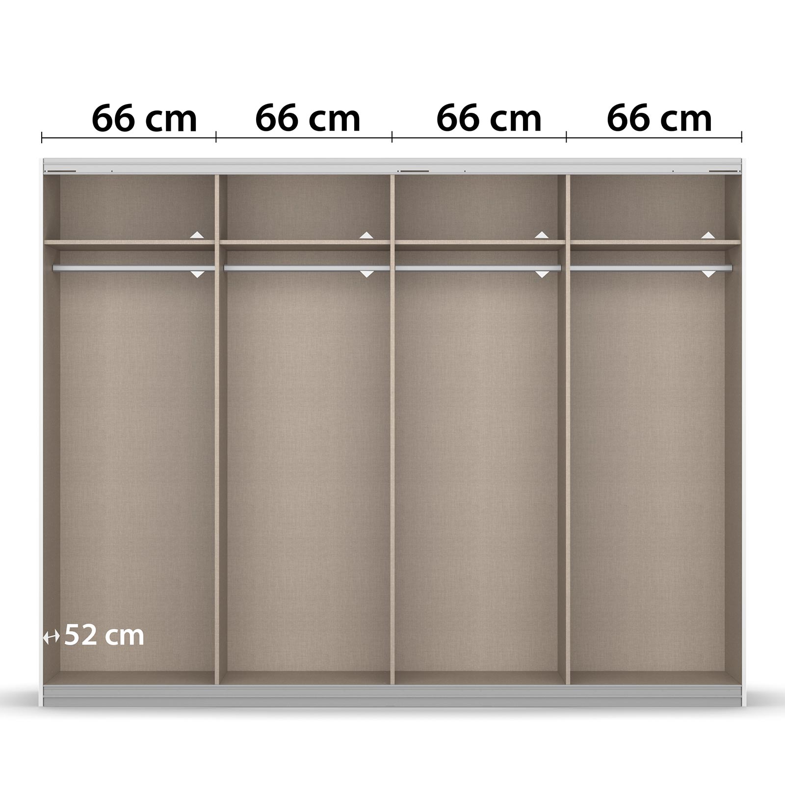 Schwebetürenschrank - seidengrau - 2 Spiegeltüren - 271 cm