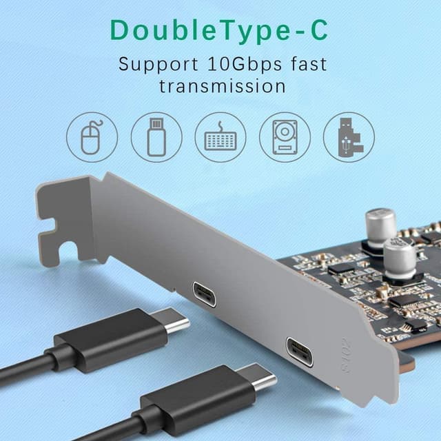 Maiwo KC014 PCI Express x4-kort 2x ekstern USB 3.1 10 Gbps Gen 2 type C