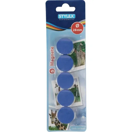 Stylex Magnete rund, Durchmesser: 28 mm, blau, 5 Stück