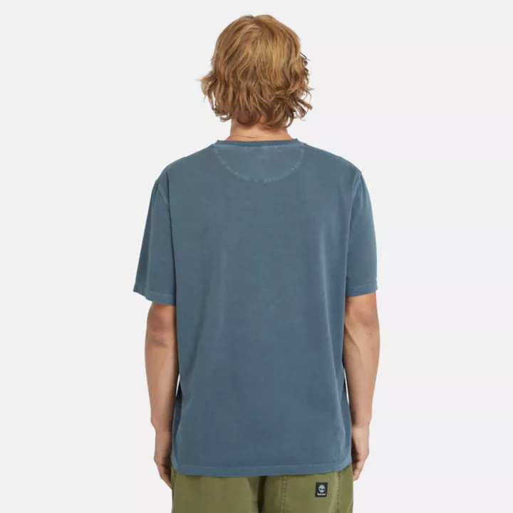 T-shirt teint en pièce pour homme en bleu marine