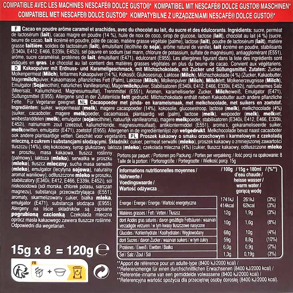 Snickers Dolce Gusto Kapseln 8 Tassen 120g MHD:29.7.25