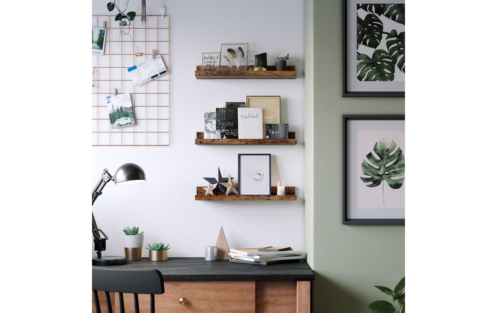 Wandregal 3 Stück, BraunHängeregal-Set