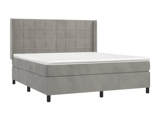 Sommier tapissier matelas et LED Gris clair 160x200 cm Velours