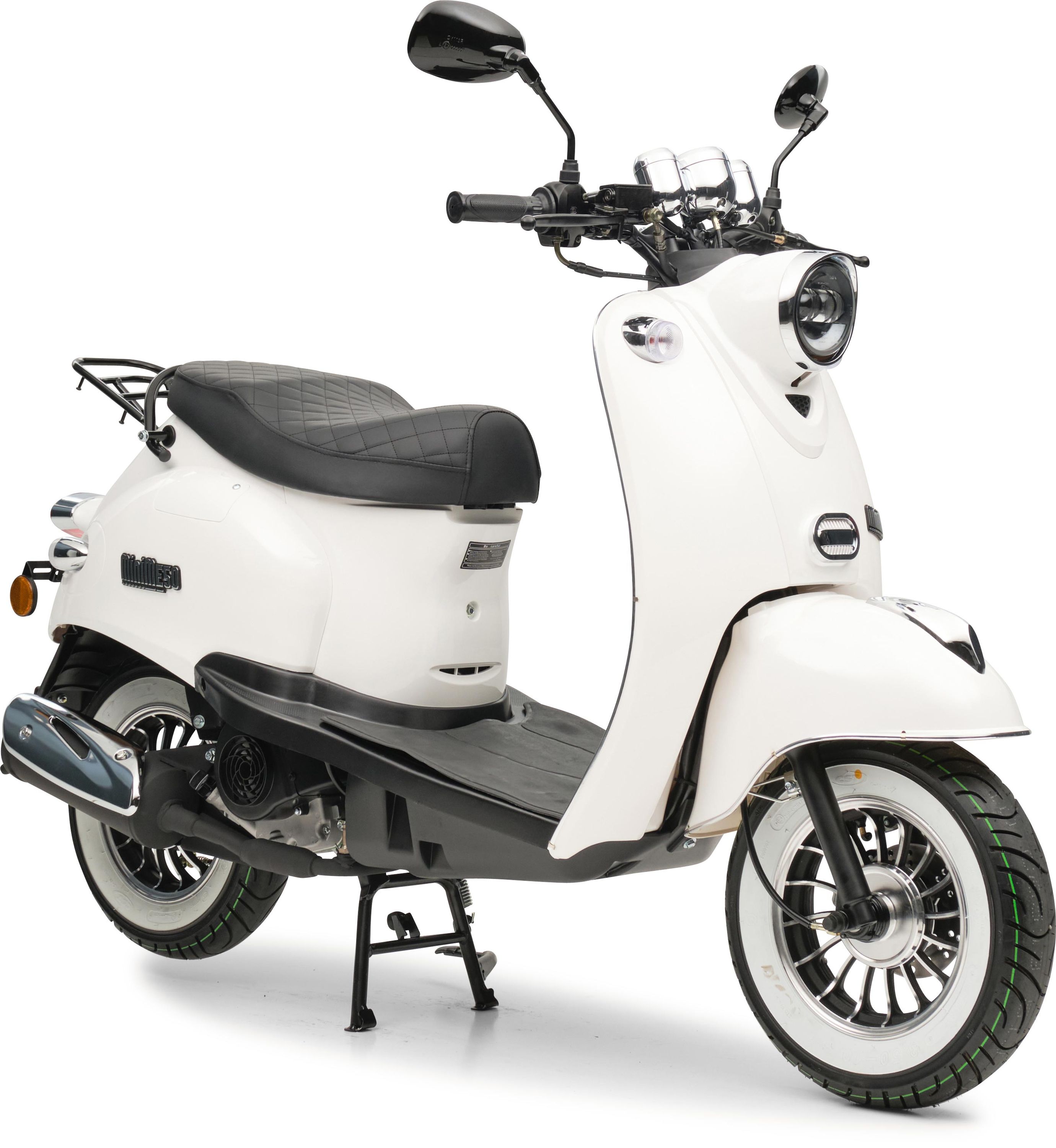Motorroller Retro MiniMe 2.0 Weiß 50ccm 25 kmh Mofa Scooter
