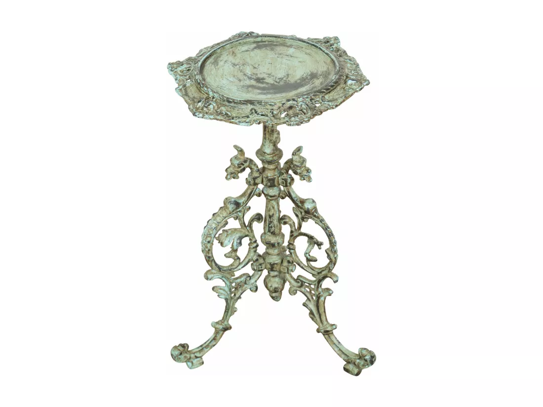 BISCOTTINI Support de Pot de Fleurs - Fonte avec Finition Argent Antique - Porte-Plante - Pot d'Intérieur et d'Extérieur - Jardinière - Jardin - 45x45x60cm