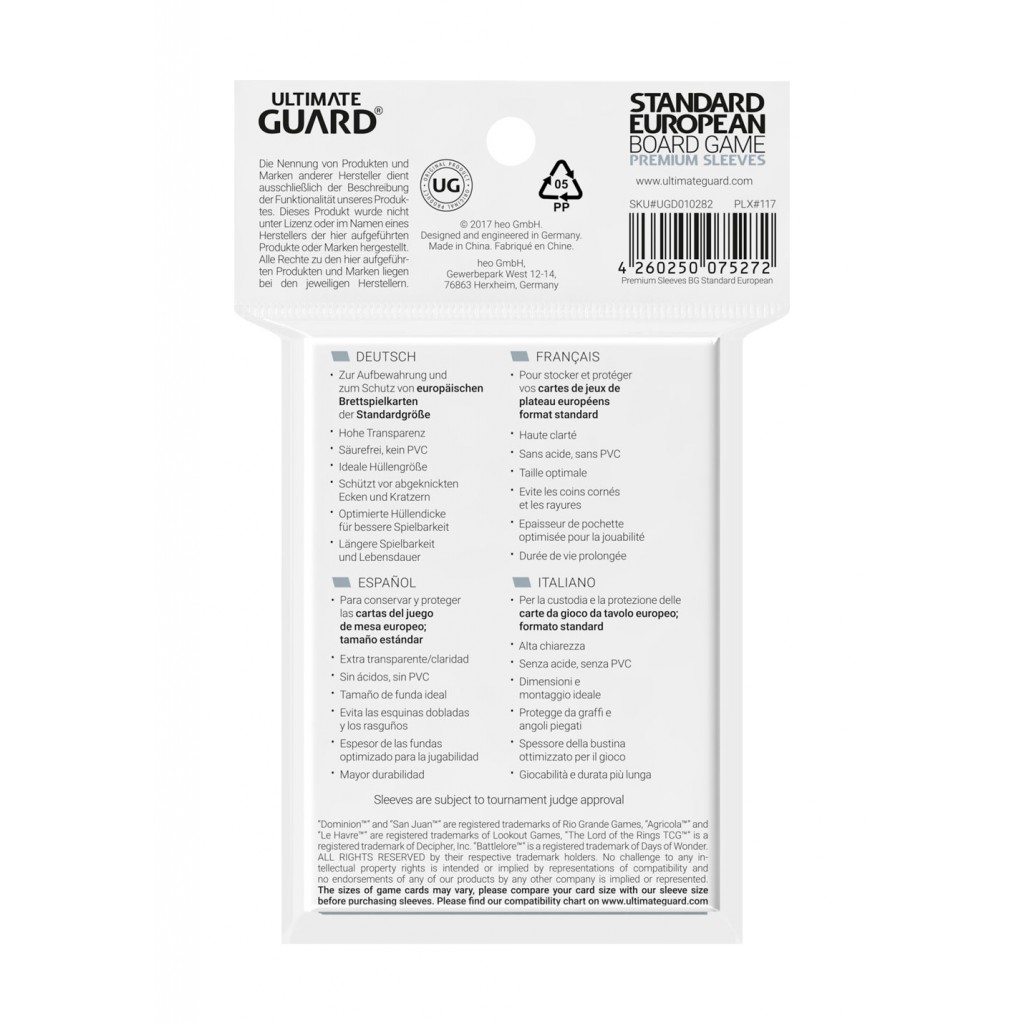 Ultimate Guard 50 Pochettes Premium Sleeves 62x94 mm