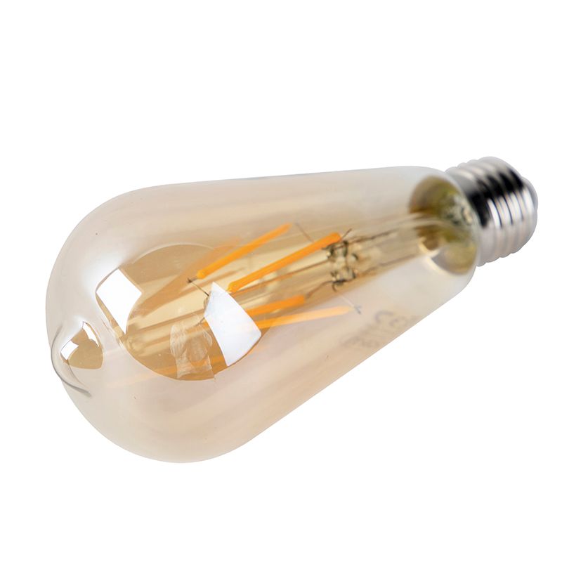 Set van 3 E27 LED lampen ST64 goud met schemersensor 4W 400 lm 2200K