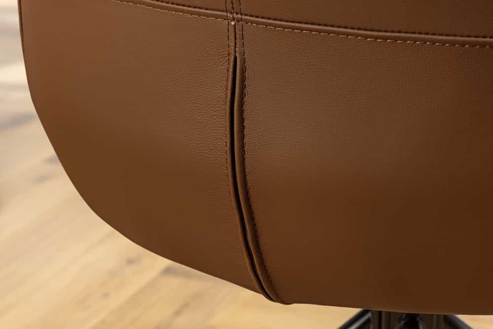 Drehbarer Stuhl SIGNATURE cognac braun Echtleder 360° Taschenfederkern schwarz Metall
