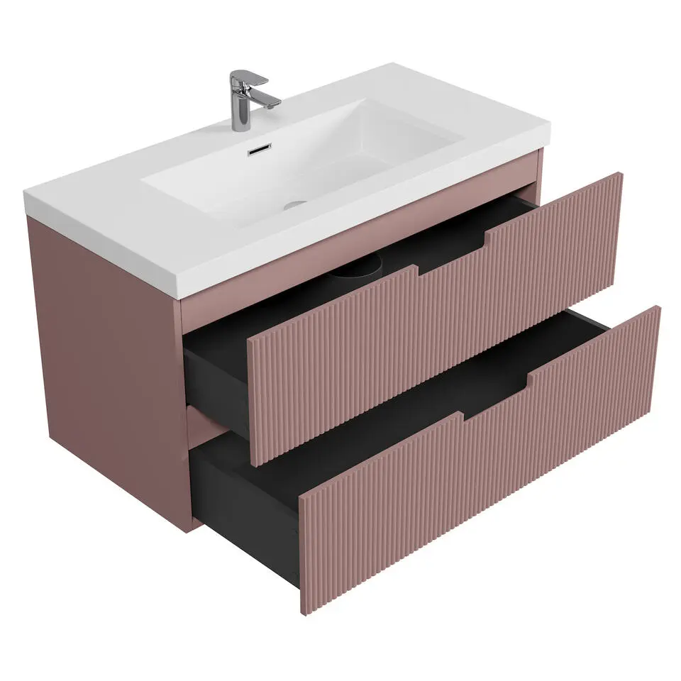 Badplaats Badkamermeubel Set Thermis 100cm - Roze - Badmeubel met Wastafel