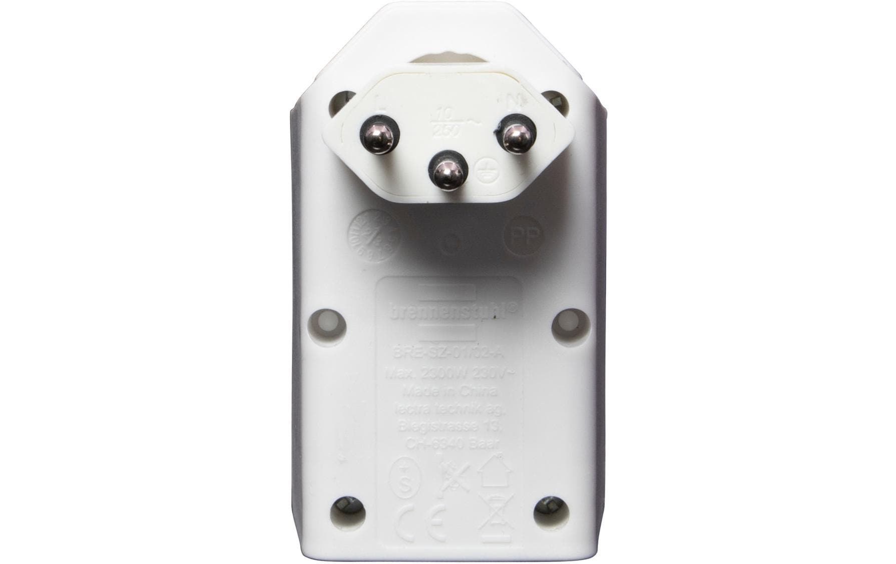 Abzweigstecker 2 x T13, 300° drehbar, WeissMehrfachstecker 230 V ohne Schalter