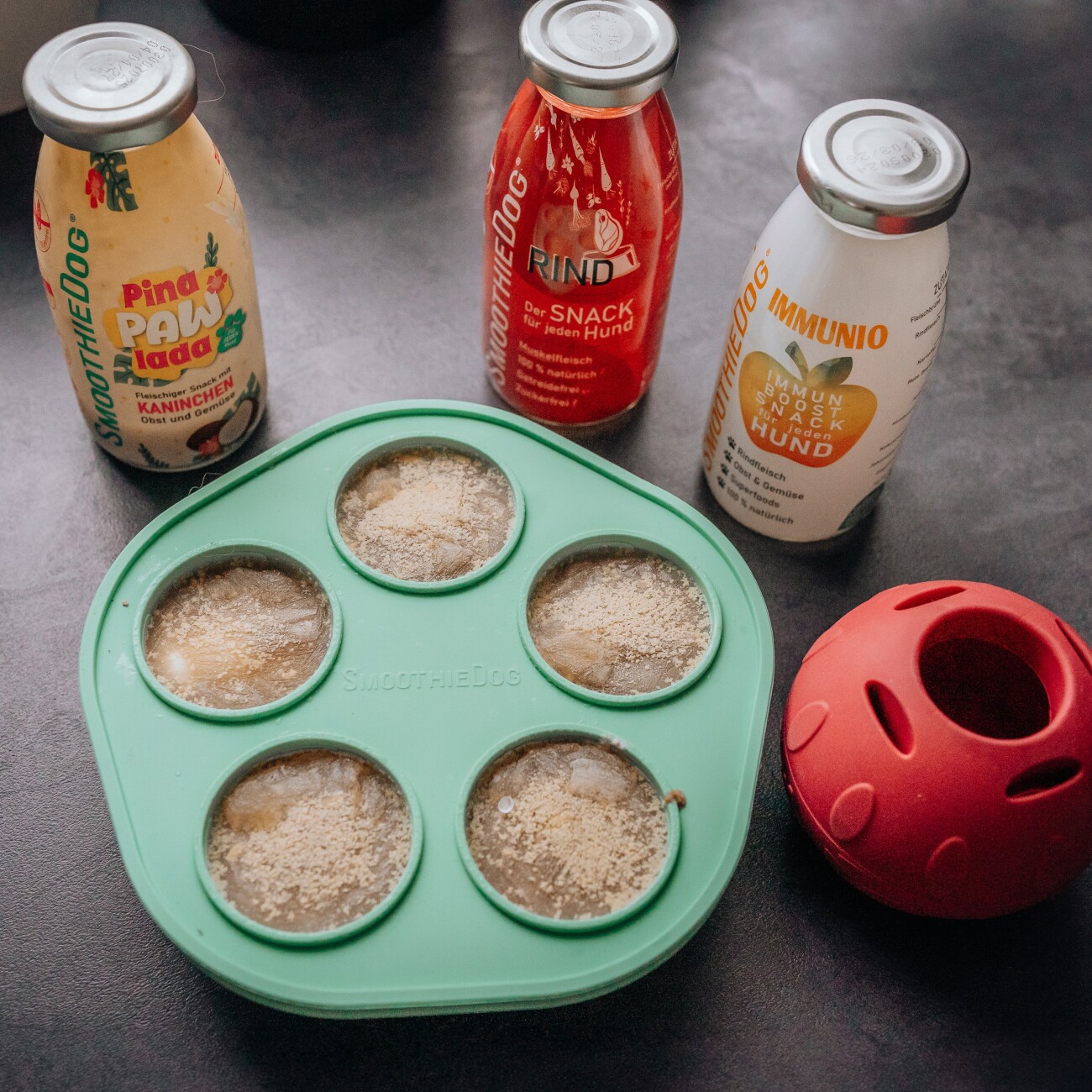 SmoothieDog Trinkpause (Ente) 3x 250 ml + Immunio (Rind) 3x 250 ml + Schleckball