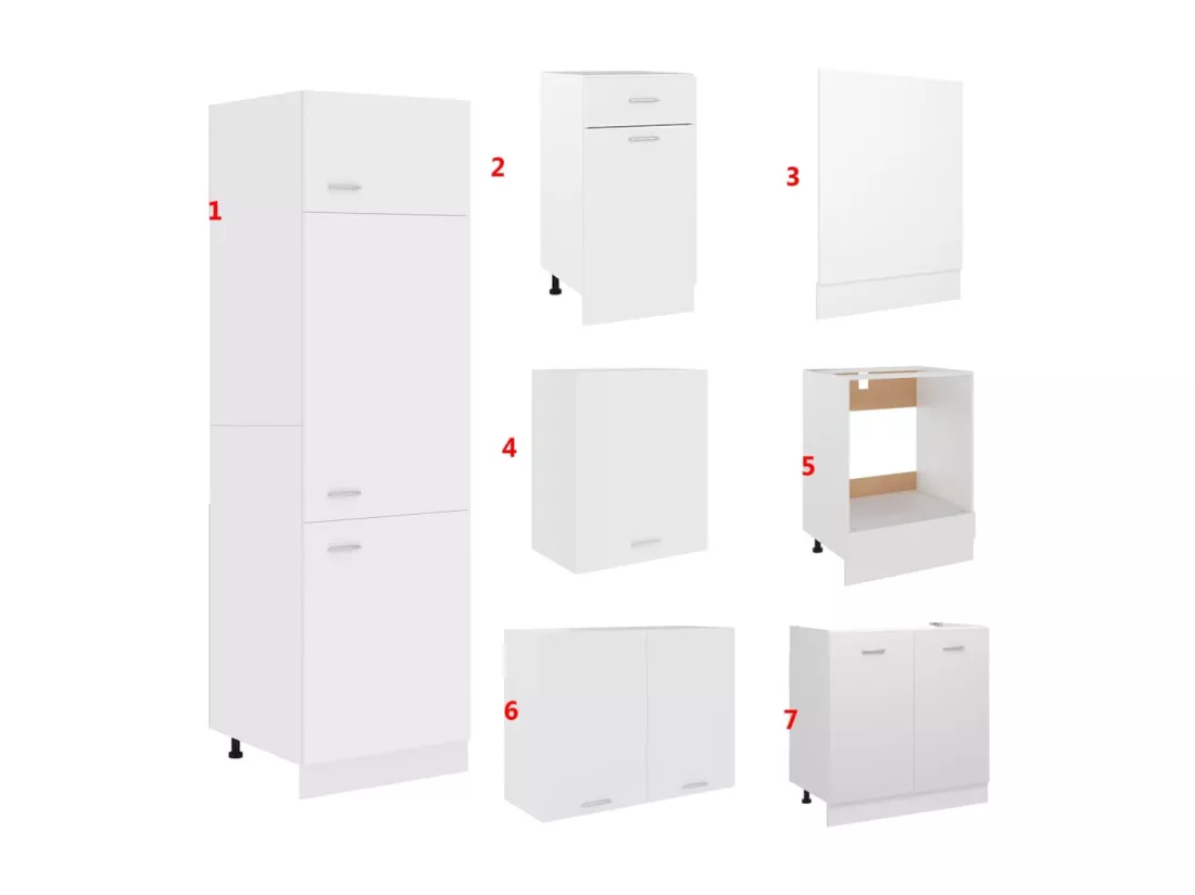 Ensemble de meubles de cuisine 7 pcs Blanc Aggloméré