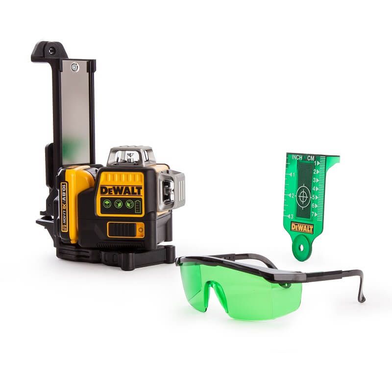 DeWALT DCE089D1G 10,8V Li-ion accu zelfnivellerende kruislijnlaser set 3x360gr (1x 2.0Ah accu) in TSTAK- 30m - groen