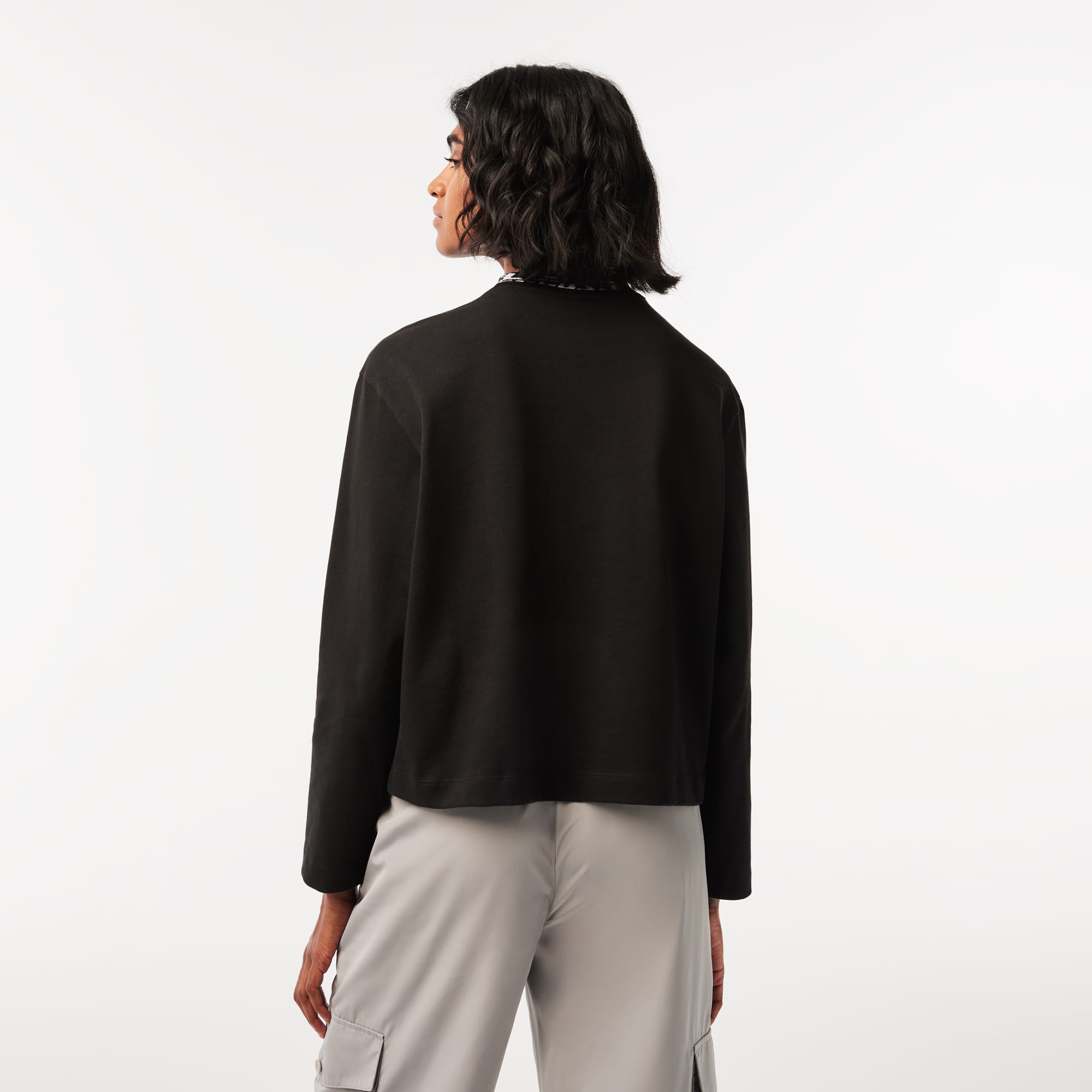 T-shirt manches longues femme Lacoste oversize fit avec col siglé T-Shirts - Noir - Lacoste - Femme