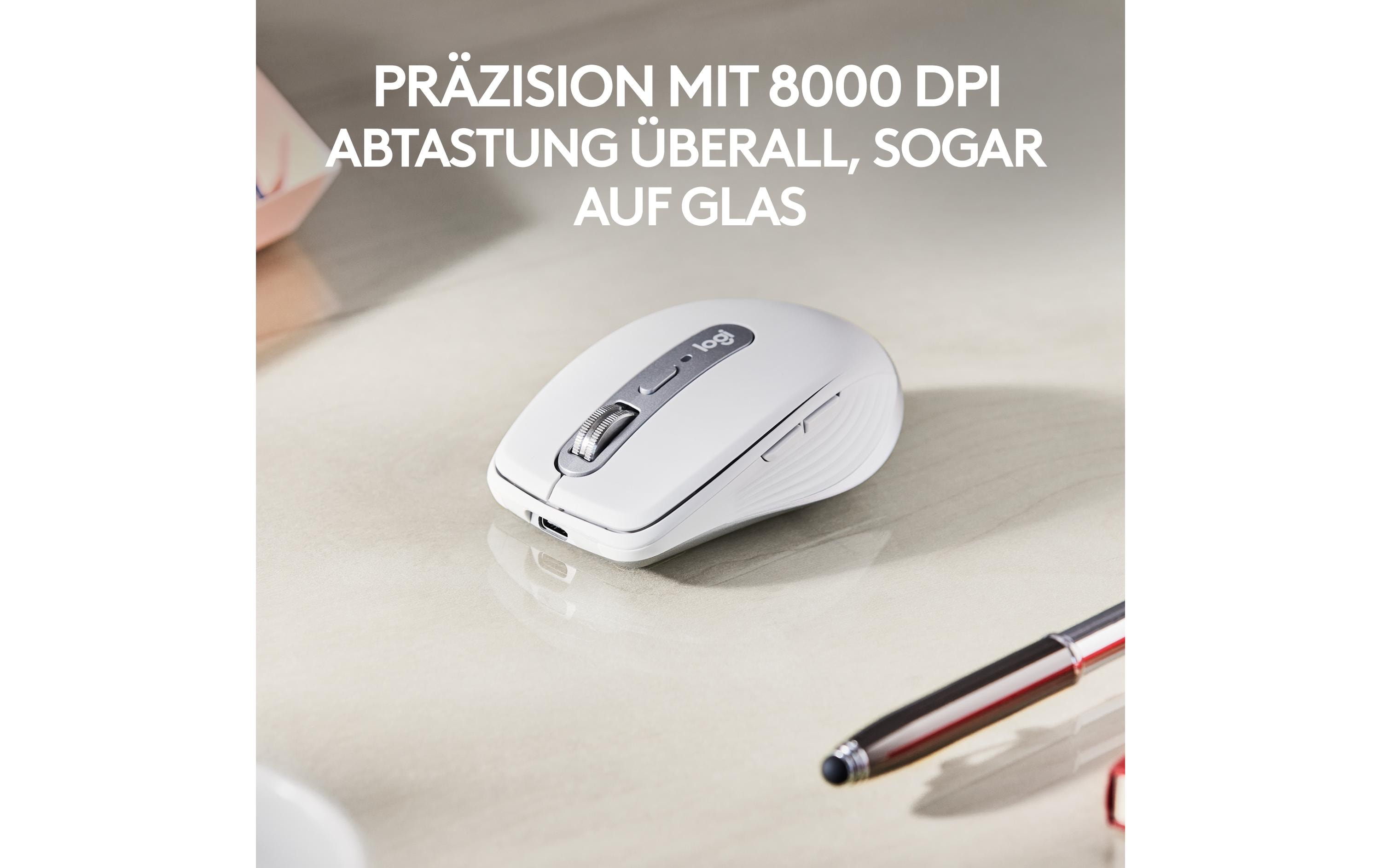 Mobile Maus MX Anywhere 3s for Business Pale GreyKompakte kabellose Performance-Maus mit 8K DPI-Sensor