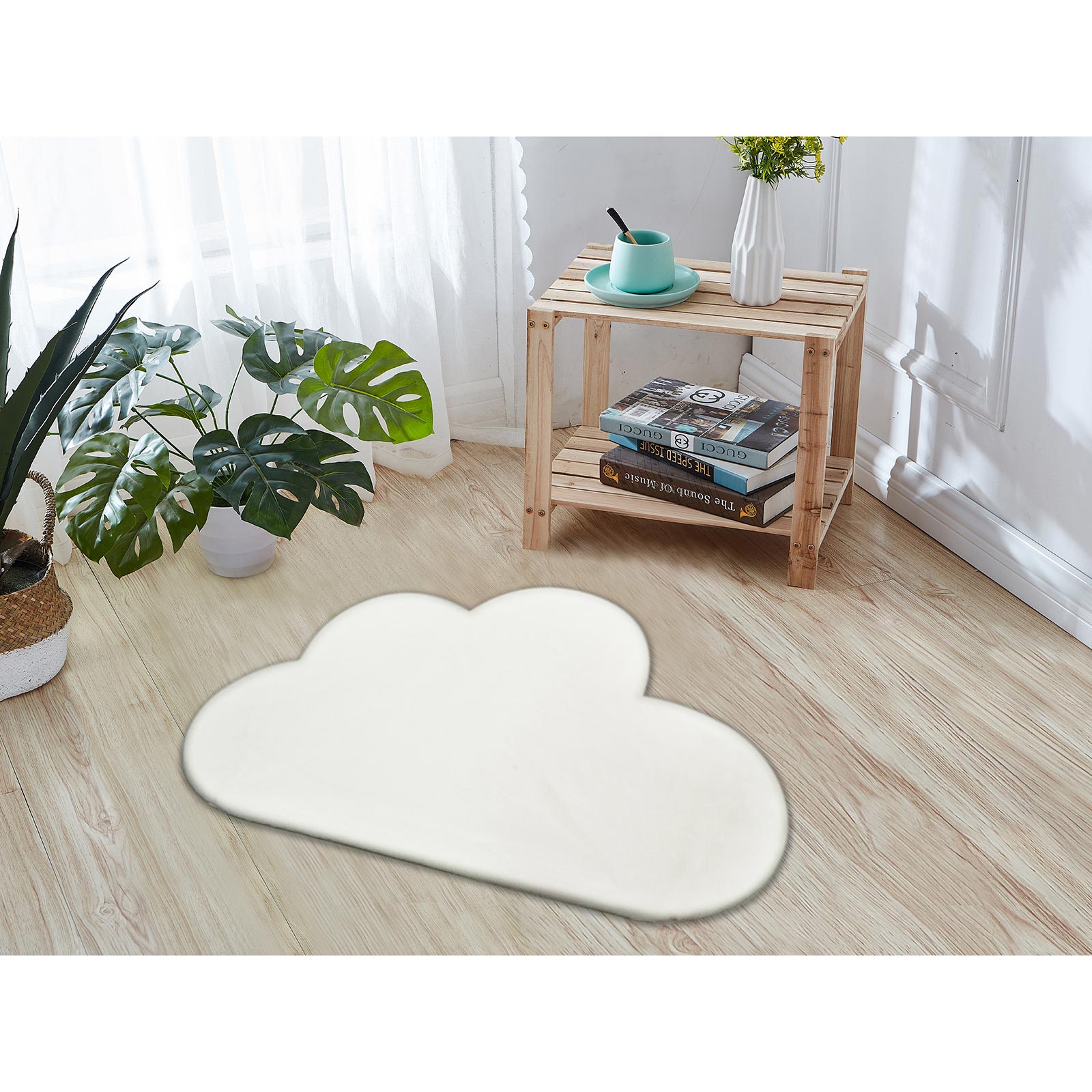Kunstfellteppich - weiß - Wolke - 107x60 cm