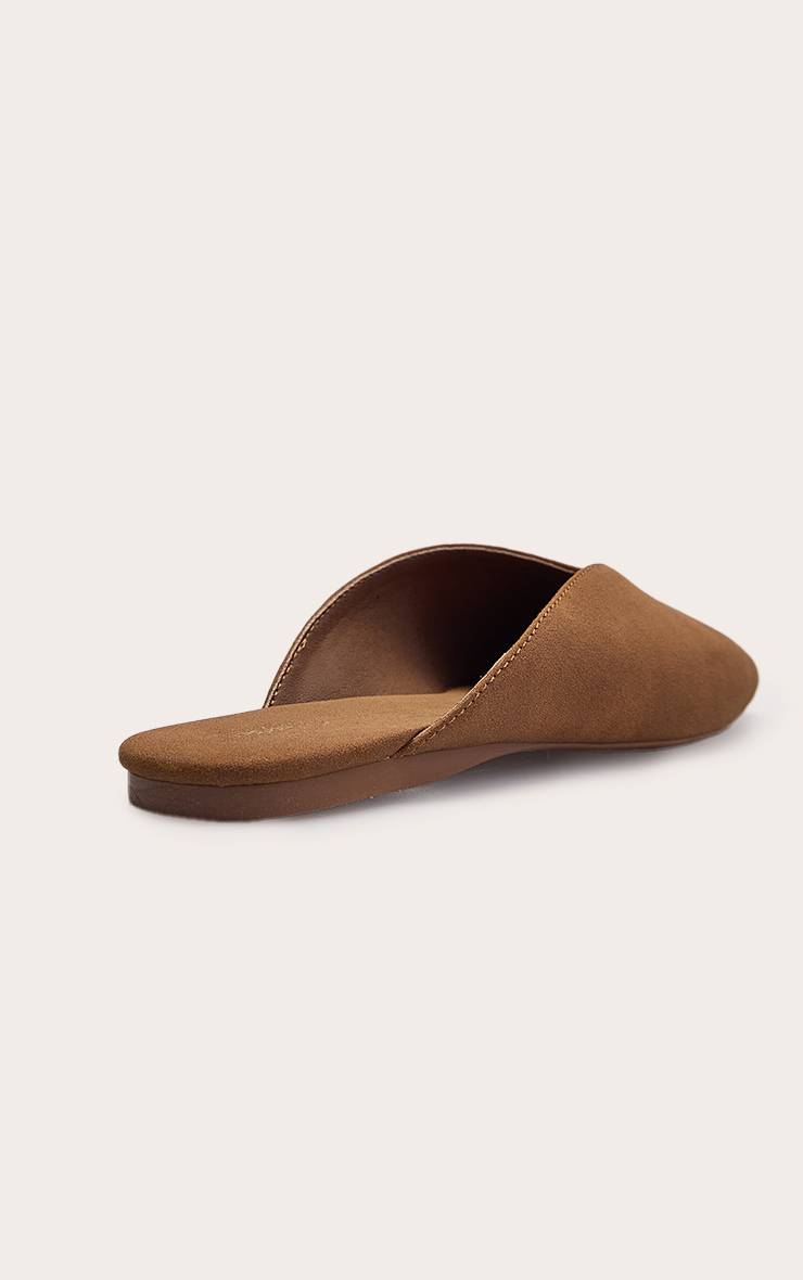 Marron Ballerines Mules En Synthétique À Découpe En V
