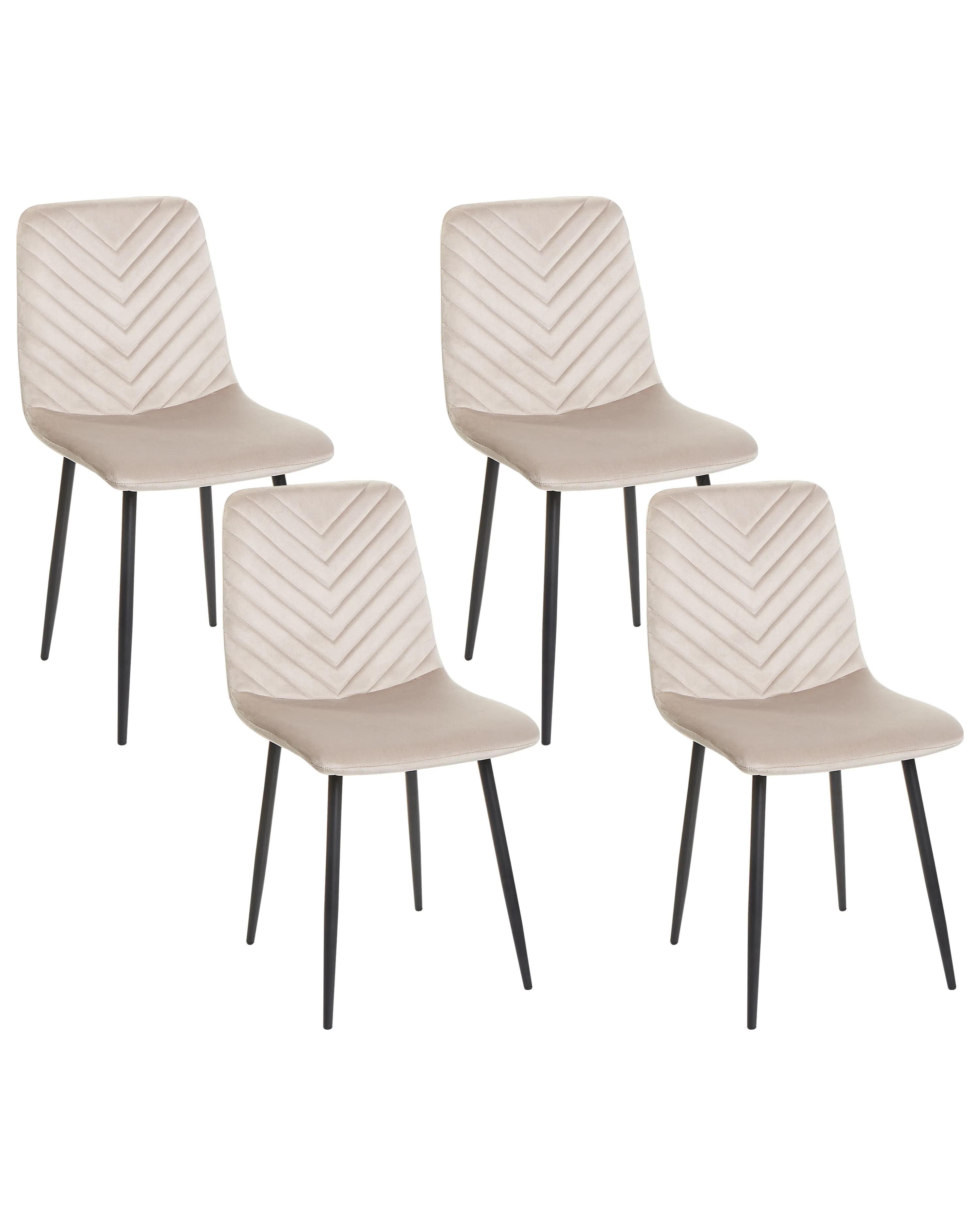 Set van 4 eetkamerstoelen HAVRE Fluweel Beige