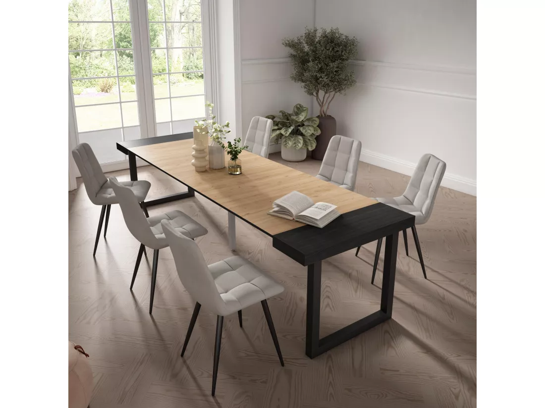 Table console extensible, 300, Pour 14 personnes, Pieds bois massif