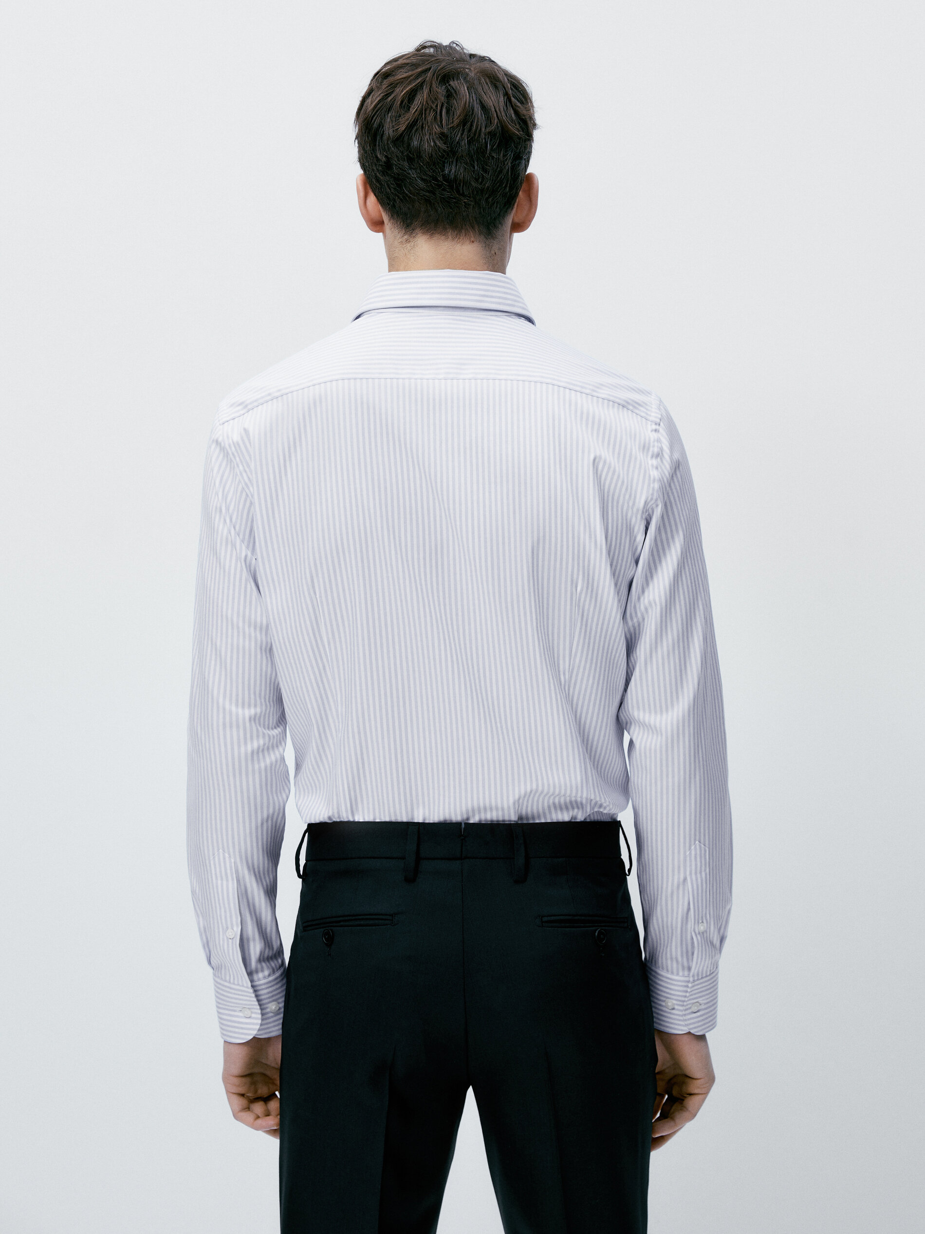 Camisa rayas easy iron slim fit - Azul Claro