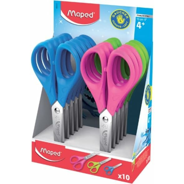 Ciseaux scolaires essentials 13 cm maped bouts ronds lames inox gaucher