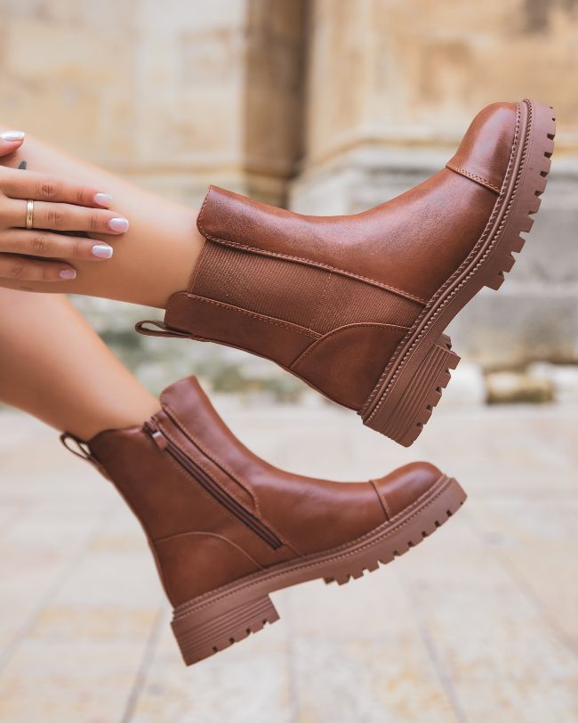 Bottines femme camel semelle crantée - Liora