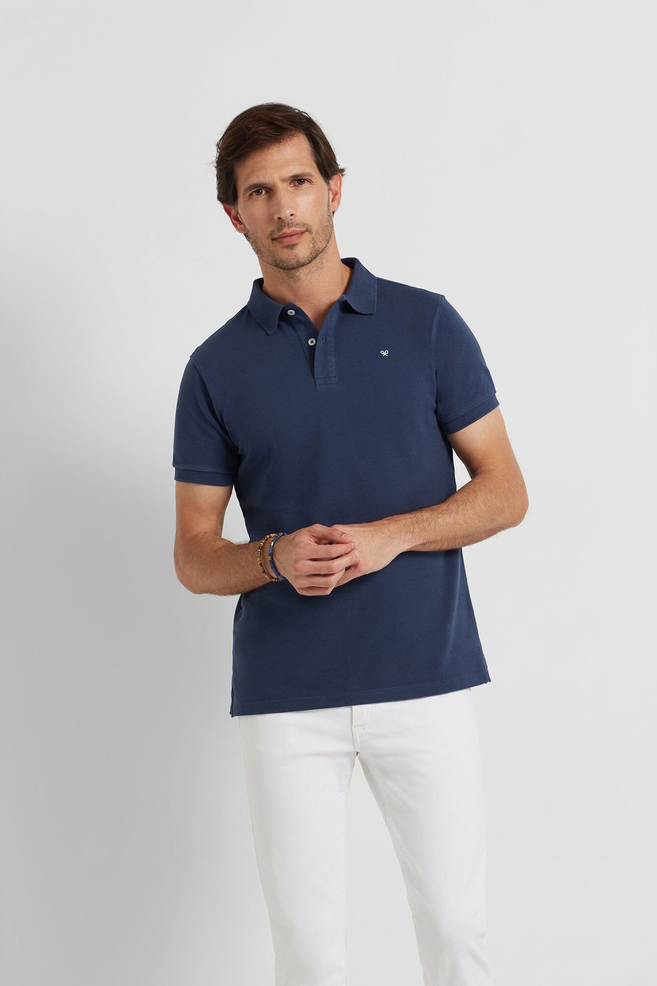Camisa polo clássica com mini raquete em azul marinho - Azul marinho