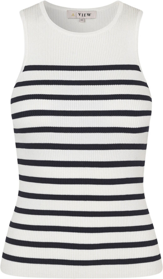 A-VIEW Rib stripe tank top White/navy