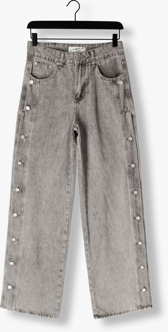 grijze haute l'amitié wide jeans side panel button tall jeans