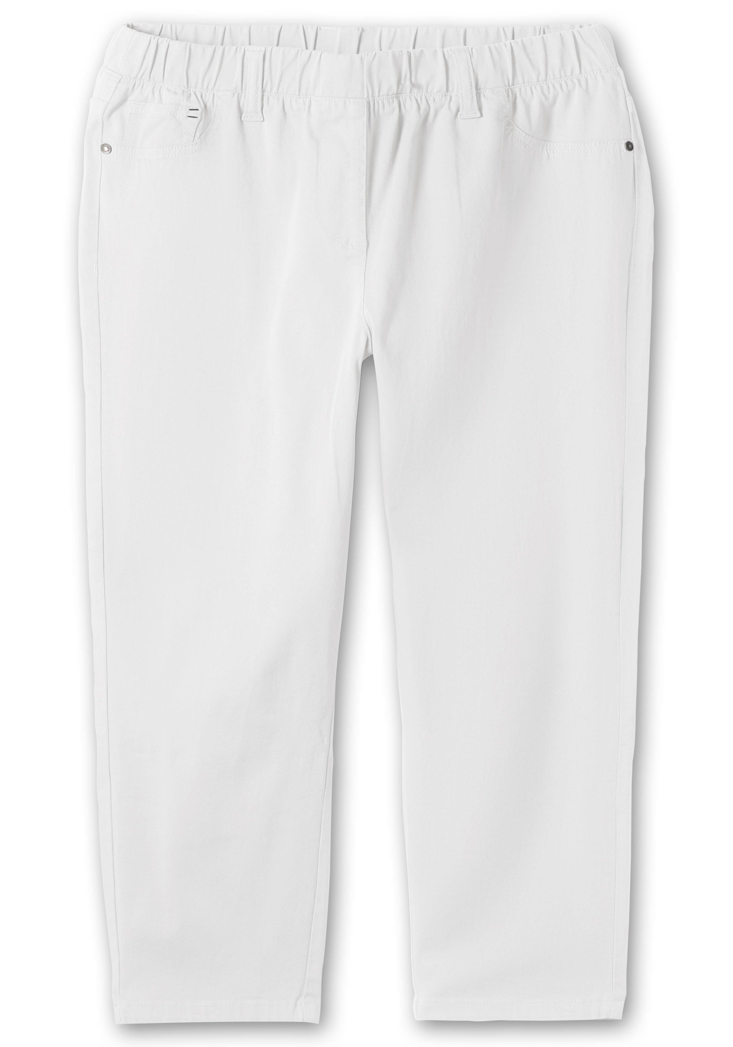 Schmale 7/8-Hose mit Gummibund, aus Twill