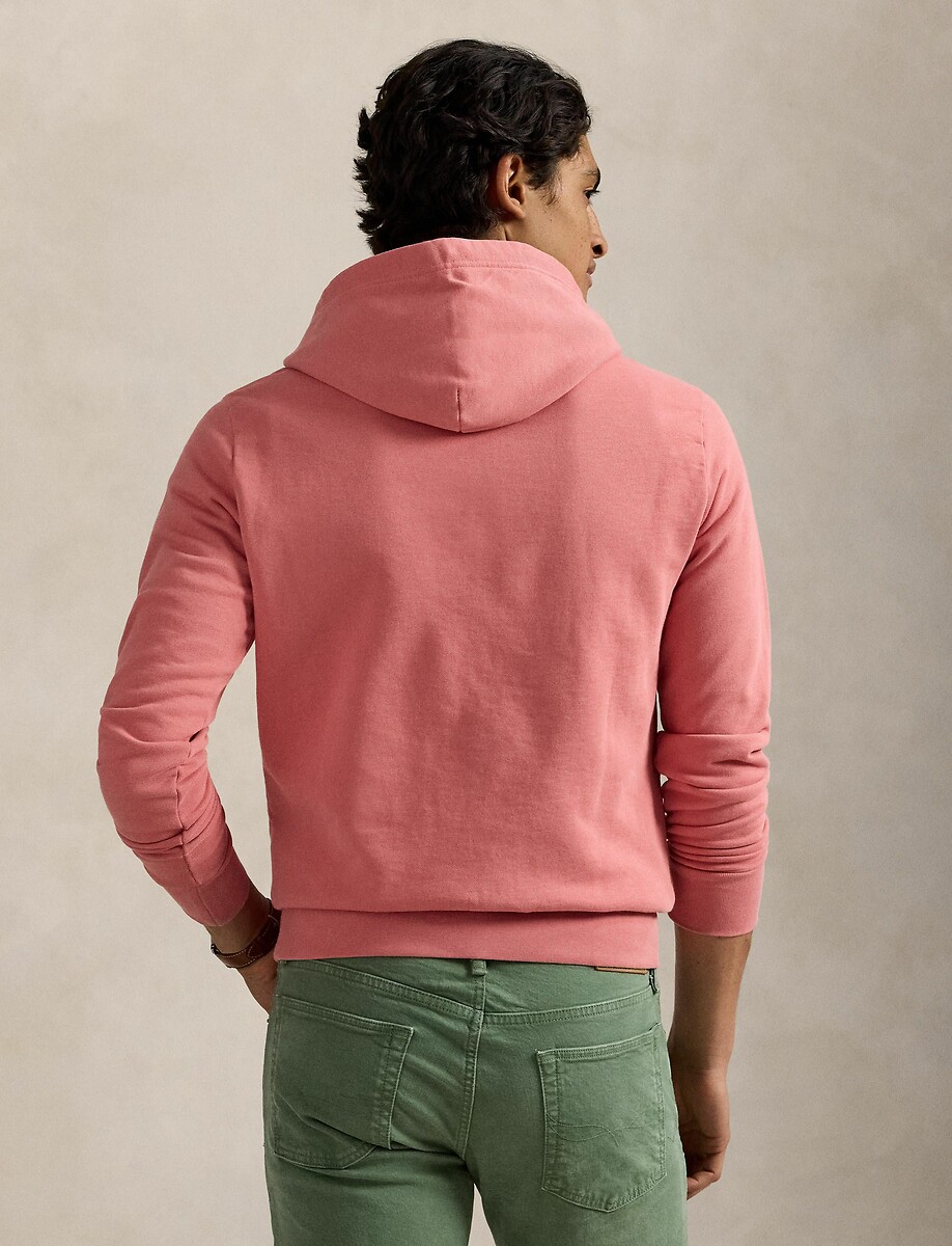 POLO RALPH LAUREN<br>Moletom com capuz em tecido felpudo, logotipo bordado