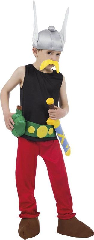Chaks - Asterix - Carnavalskostuum - Zwart-Rood-Groen-Geel - 9-delig