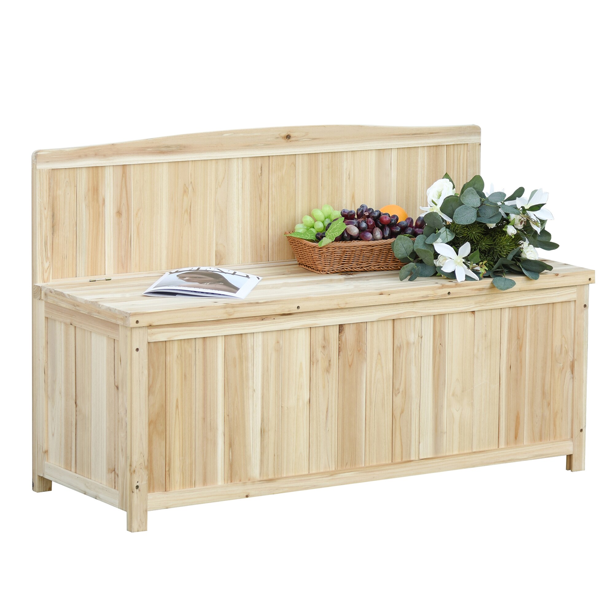 Outsunny Gartenbank mit Stauraum natur 115 x 45 x 75 cm (BxTxH)